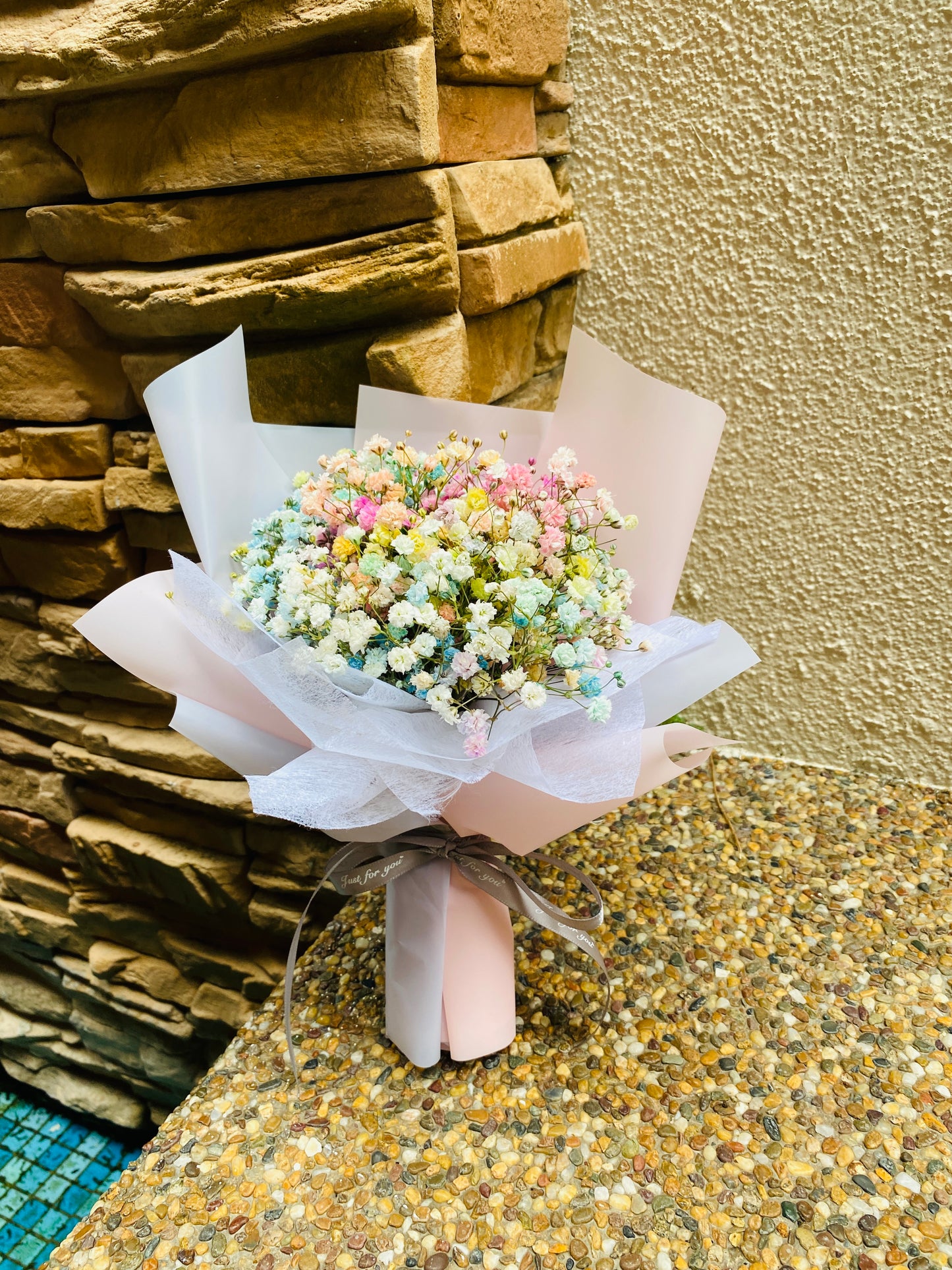 Rainbow Baby Breath Bouquet - S Size