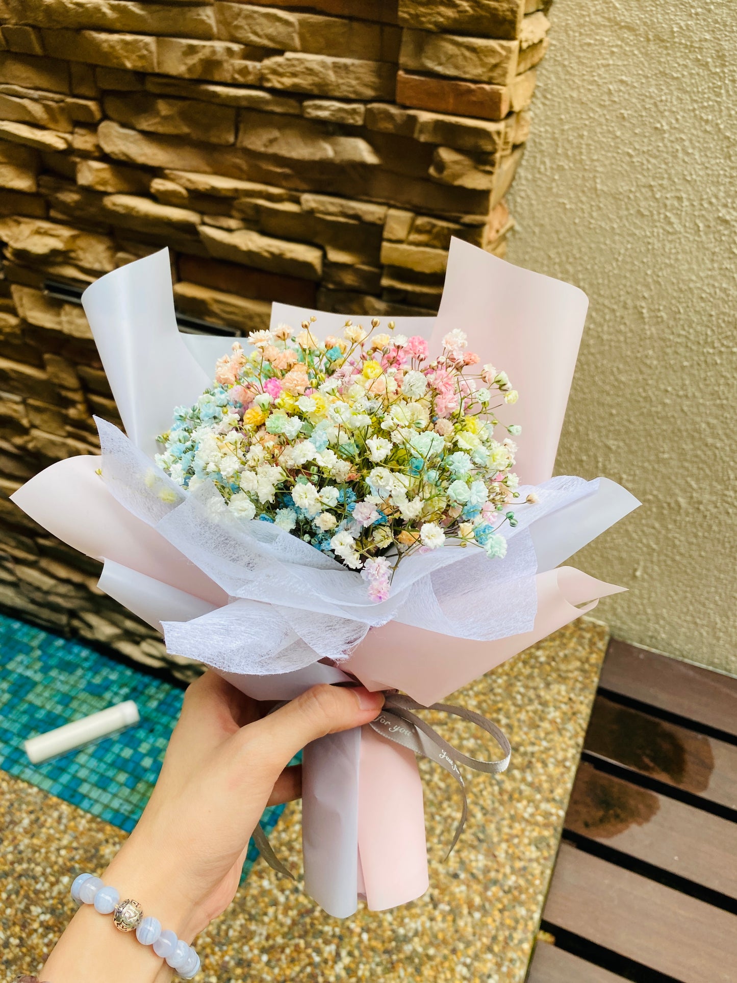 Rainbow Baby Breath Bouquet - S Size