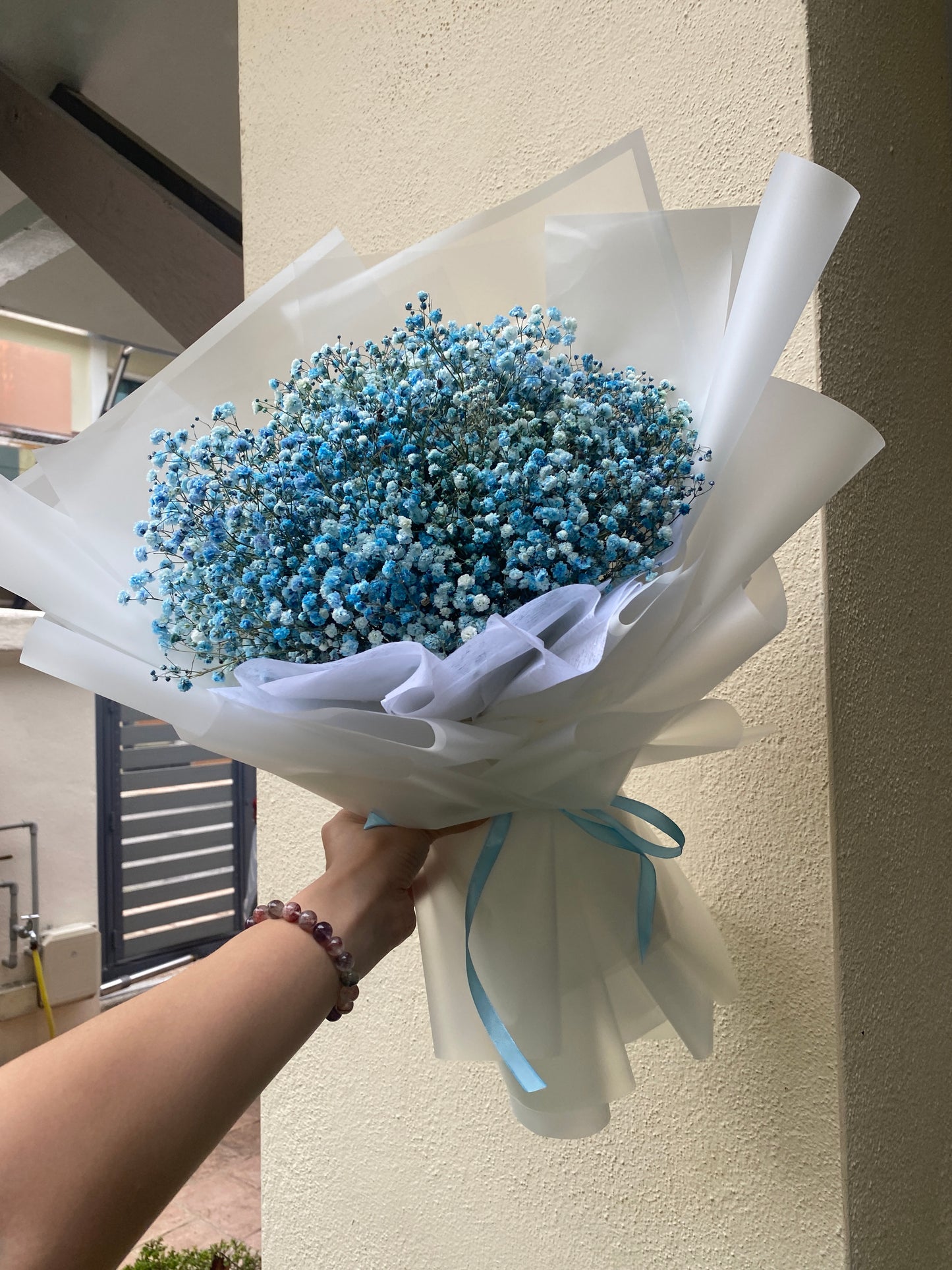 Blue Baby Breath With White Wrapping - M size