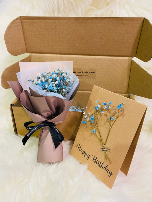 XS Mini Baby Breath Bouquet With Boxes + Wish Card