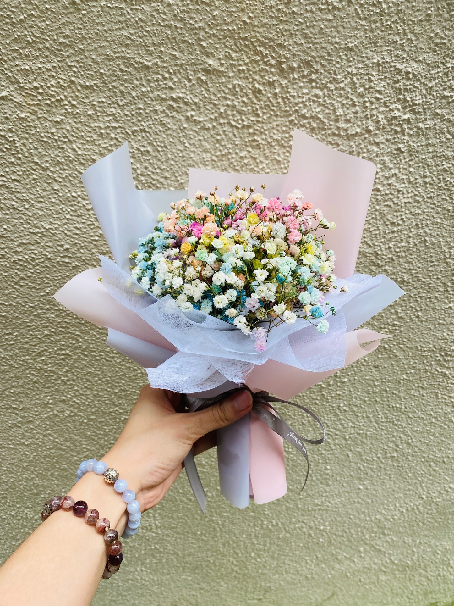 Rainbow Baby Breath Bouquet - S Size