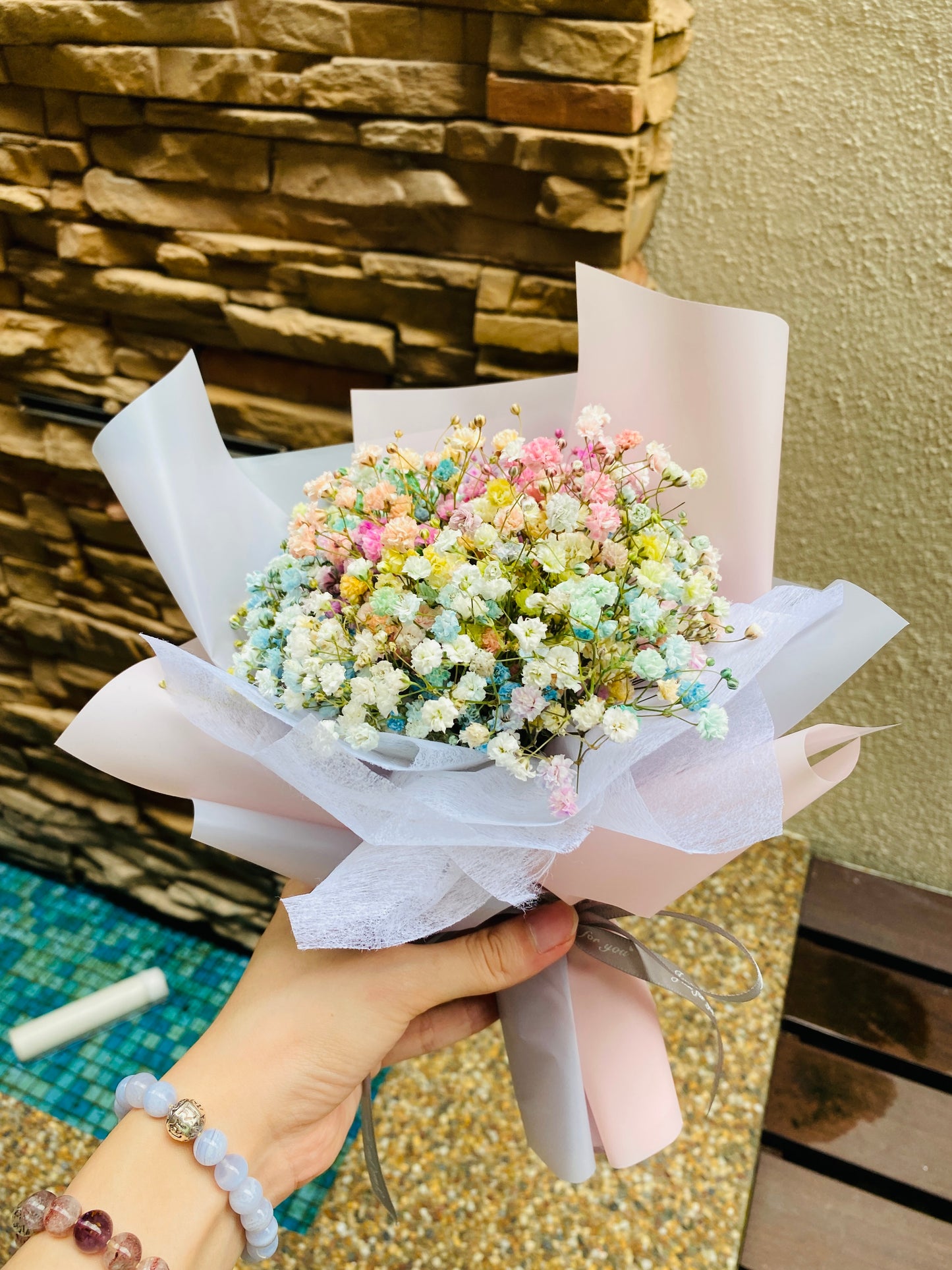 Rainbow Baby Breath Bouquet - S Size