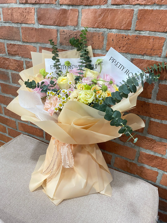 Pastel Bliss Fresh Bouquet - Roses