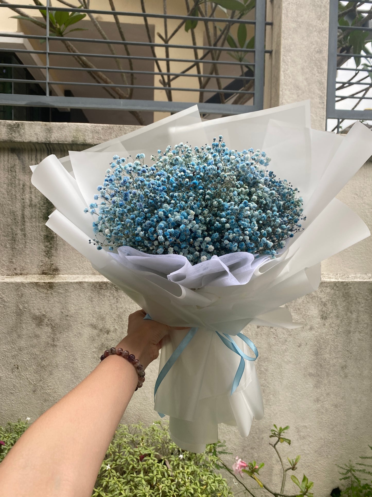 Blue Baby Breath With White Wrapping - M size