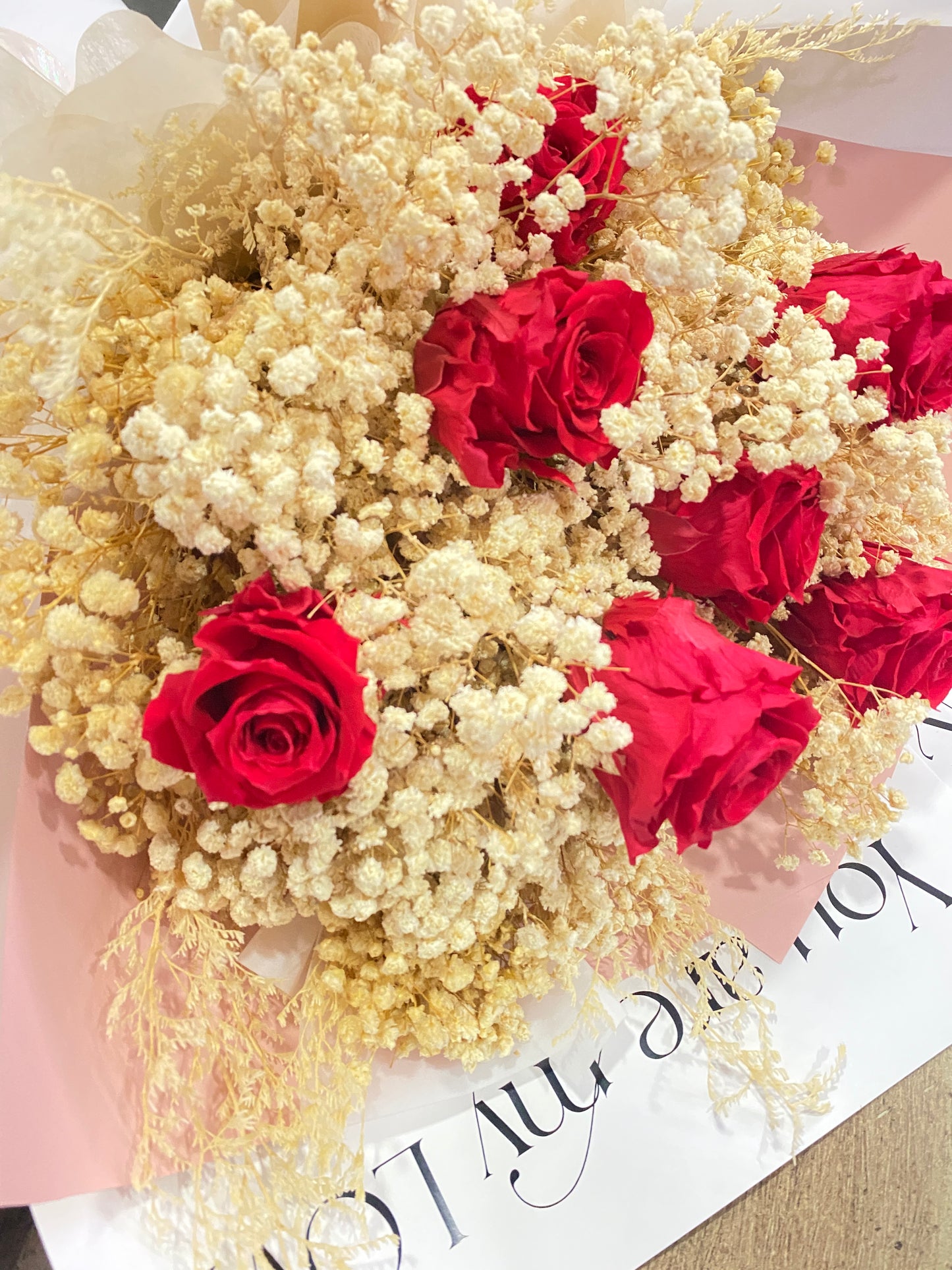 Preserved Baby Breath + Roses Bouquet