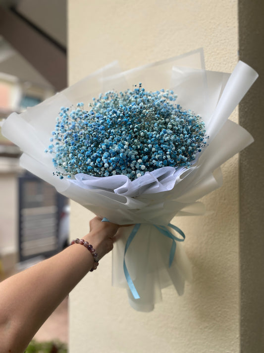 Blue Baby Breath With White Wrapping - M size