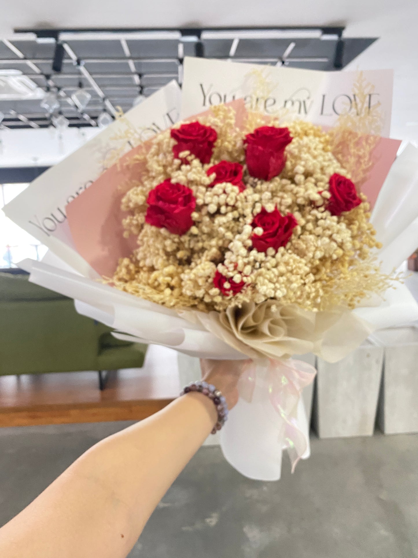 Preserved Baby Breath + Roses Bouquet