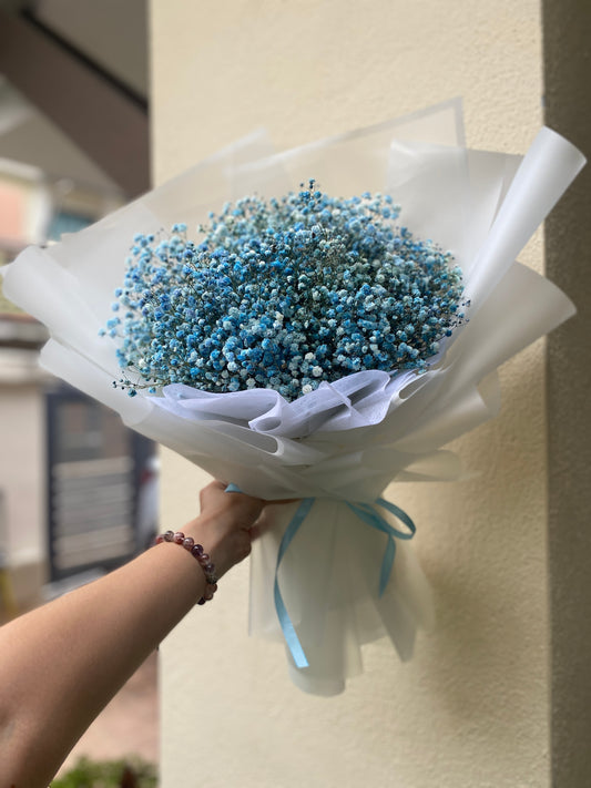 Blue Baby Breath With White Wrapping - M size