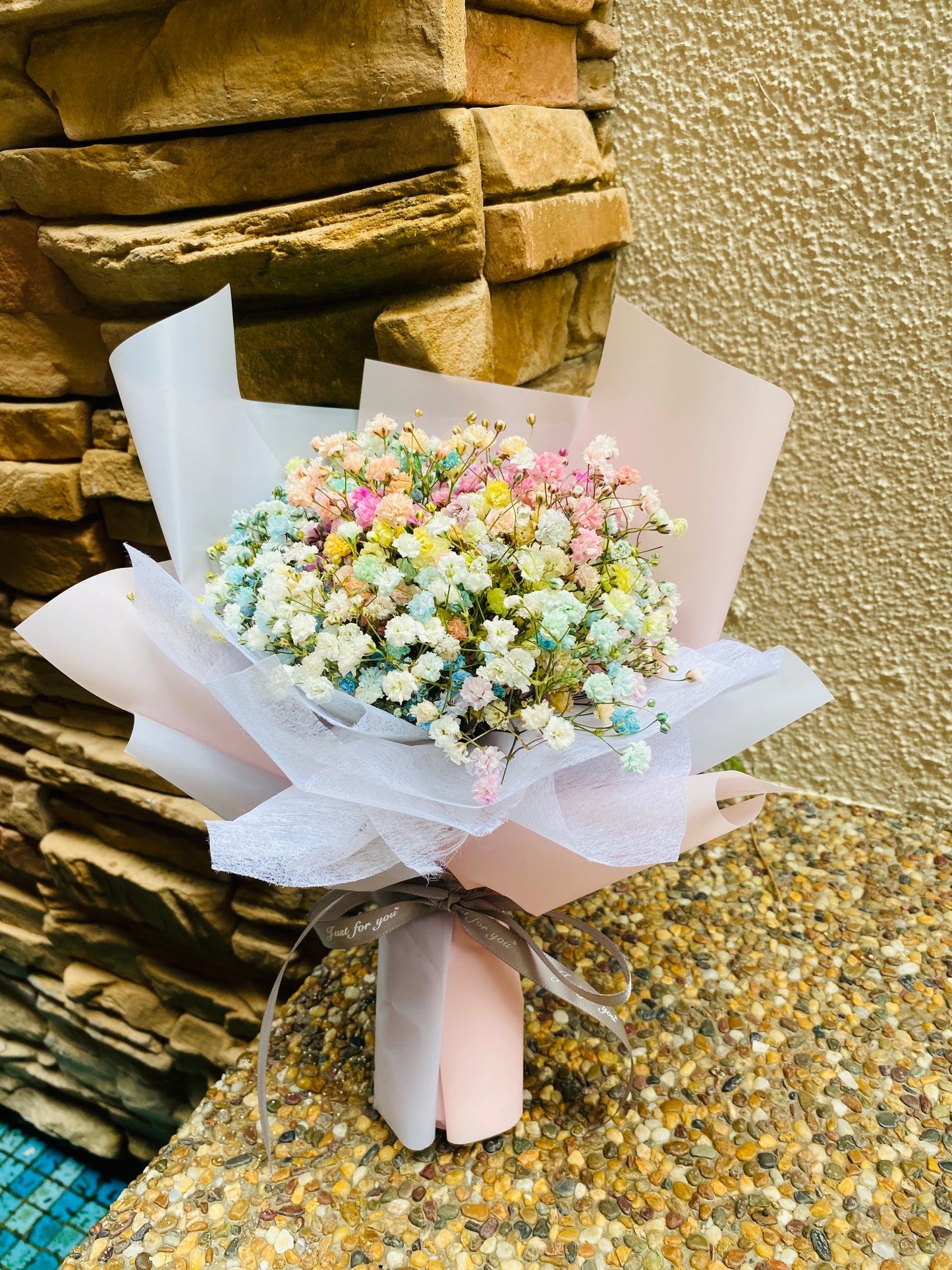 Rainbow Baby Breath Bouquet - S Size