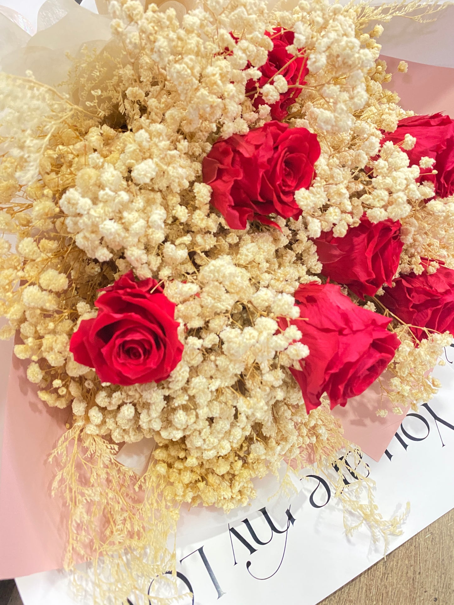 Preserved Baby Breath + Roses Bouquet