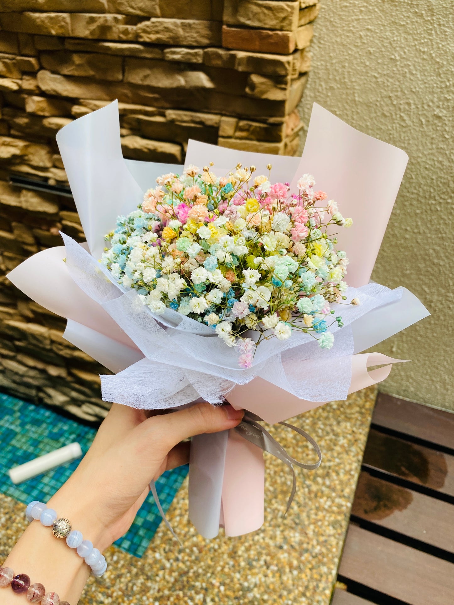 Rainbow Baby Breath Bouquet - S Size