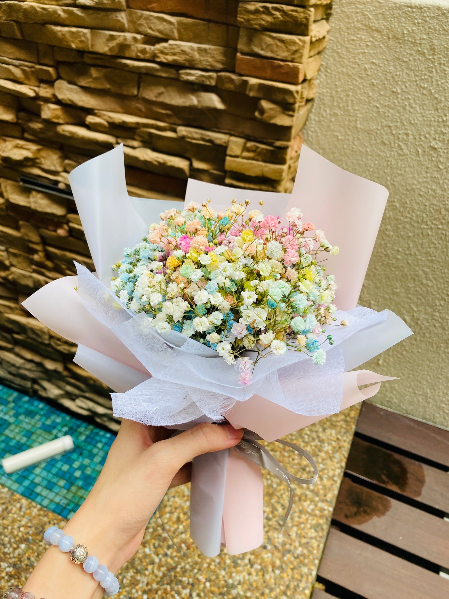 Rainbow Baby Breath Bouquet - S Size